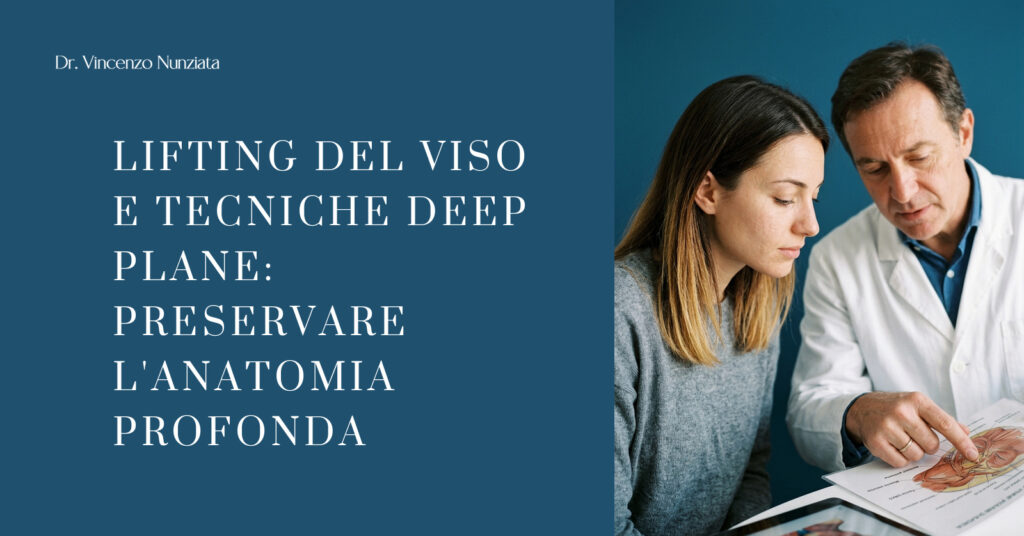 Disegno anatomico o rappresentazione clinica per intervento di lifting del viso con tecnica profonda Deep Plane